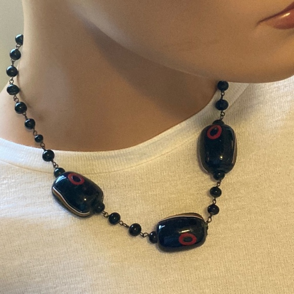Vintage chunky art glass beaded necklace
